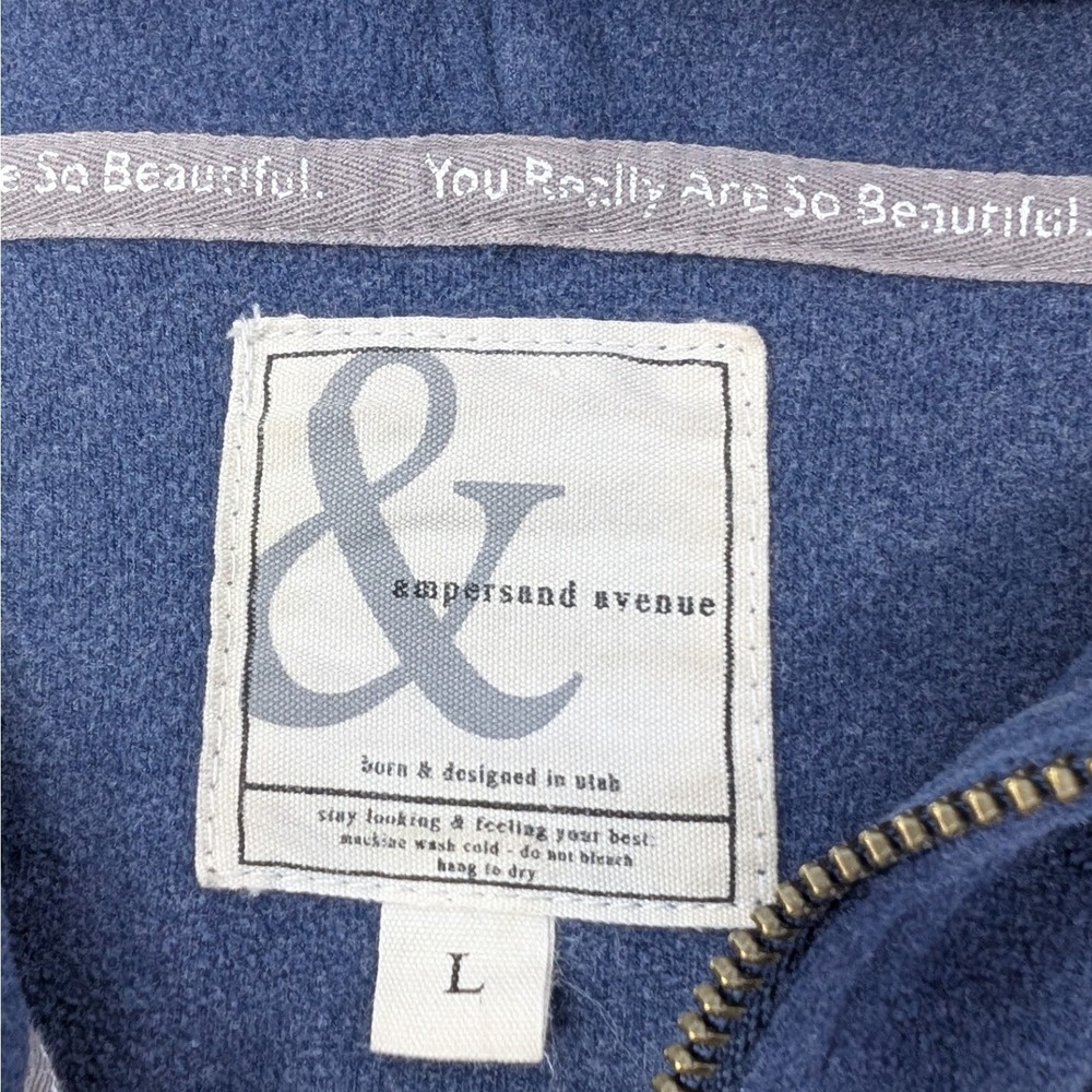 Ampersand Avenue Heather Gray Full-Zip Hoodie Leather Accents Women's L Cozy - Picture 11 of 14